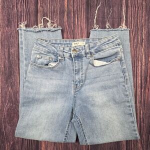 OAT New York Straight Leg Jeans 2/26 Light Wash Denim Raw Hem Boho Minimalist